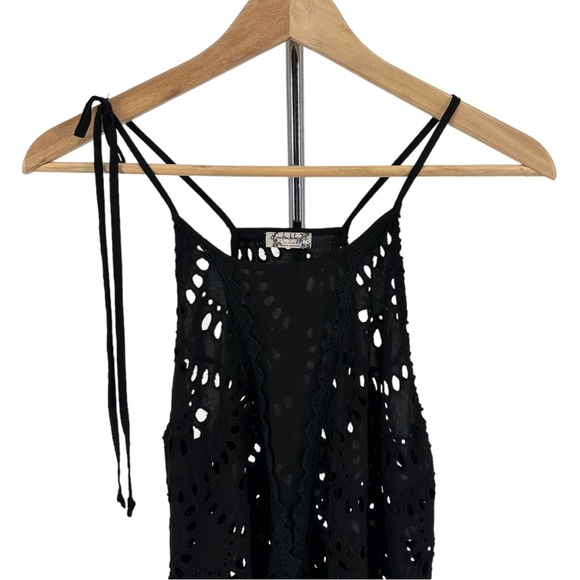 Intimately Free People Black Starry Eyelet Peplum Tank Top Racerback size Small - Picture 5 of 13